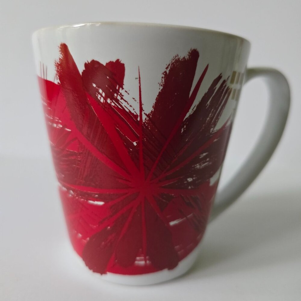Starbucks 2014 Red & Gold Abstract Design 11oz Ceramic Coffee Mug